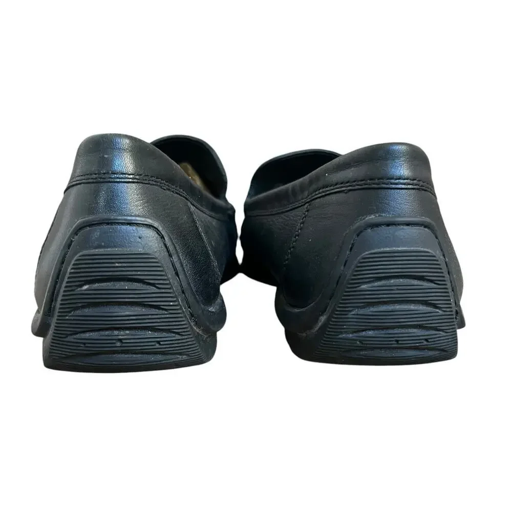 Ecco Black Leather Moc Driving Loafers Size 45 11-11.5 Slip On